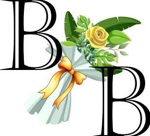 A bouquet of flowers with the letters b and b